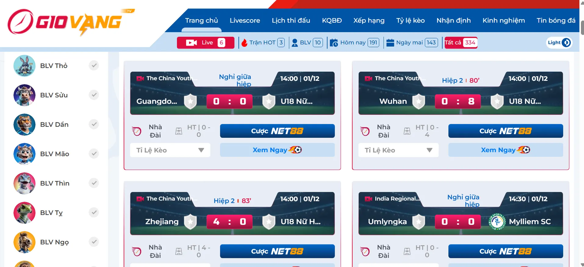 Xem bóng đá trực tiếp tại Giờ Vàng